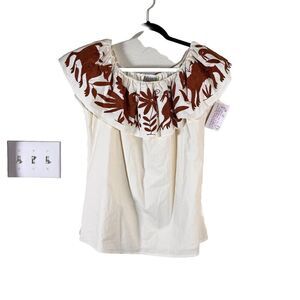 Nativa Fine Mexican Cream Off Shoulder Blouse Woman’s OSFM